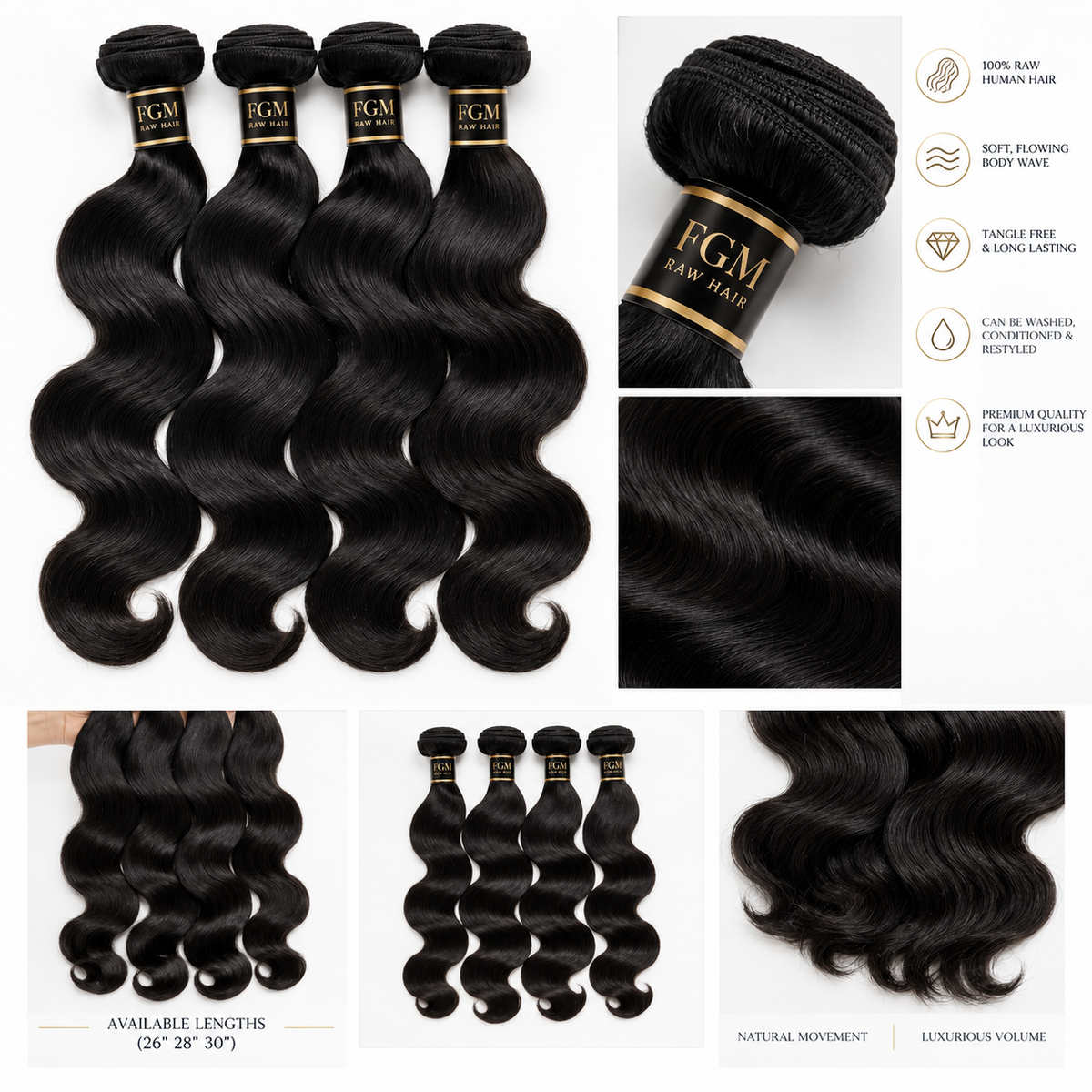 3-BUNDLE BODY WAVE HUMAN HAIR SETS | 20–30 Inch