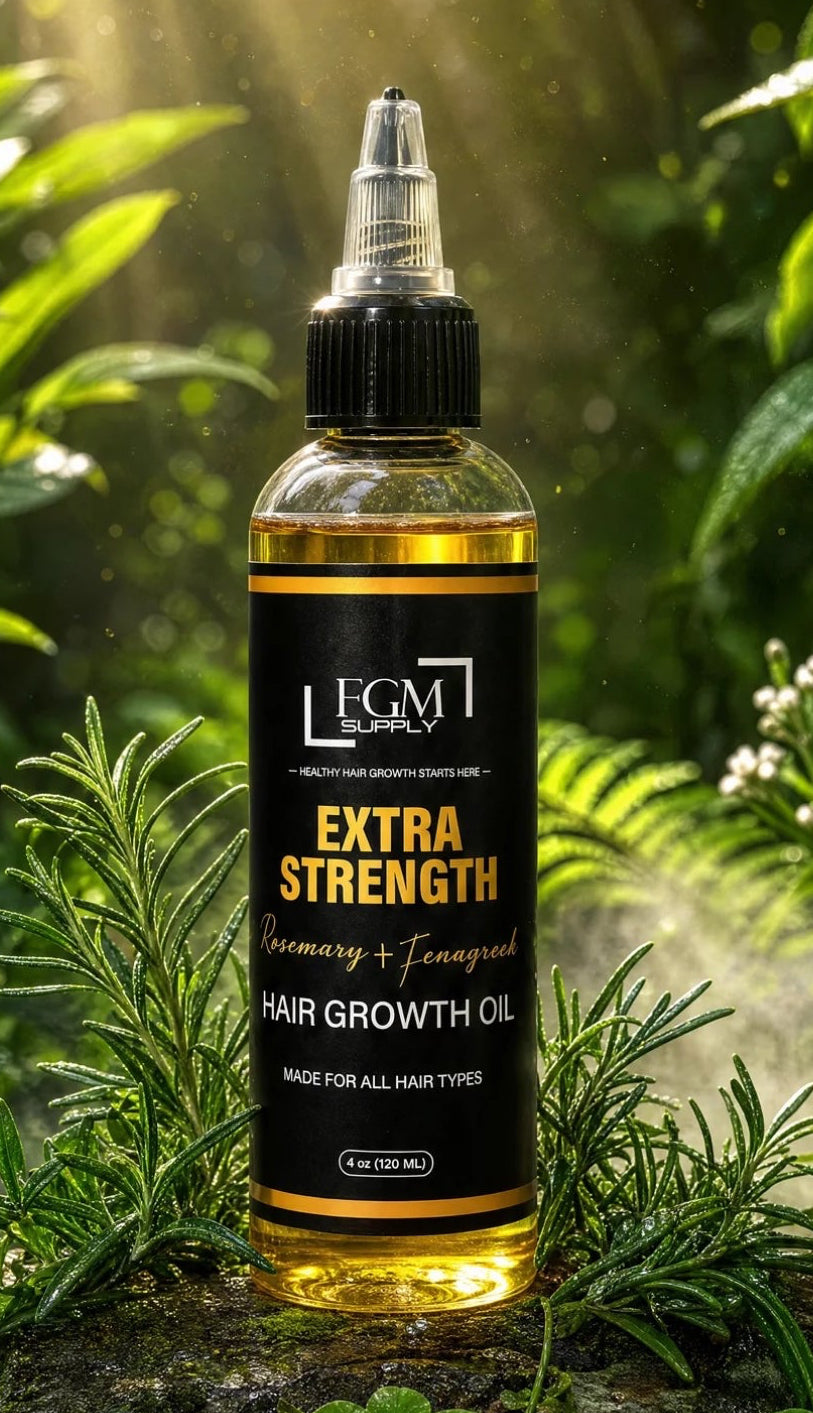 FGM Supply, Rosemary Hair Growth Oil with Fenugreek – Extra Strength Hair Growth Serum for Thicker, Longer, Stronger Hair | Scalp Oil for All Hair Types